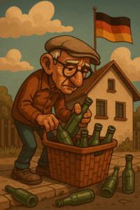 Ein älterer deutscher Rentner sammelt Pfandflaschen. Symbolbild für Rente mit 70, Ungerechtigkeit und das EU-Zigarettenverbot.