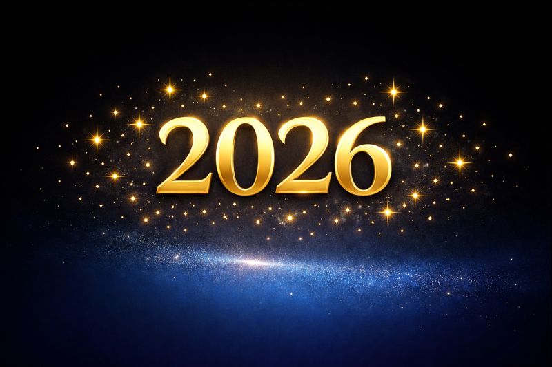 Goldenes „2026“ vor dunklem Sternenhimmel als Symbol für Neuanfang, Verantwortung und politischen Wandel